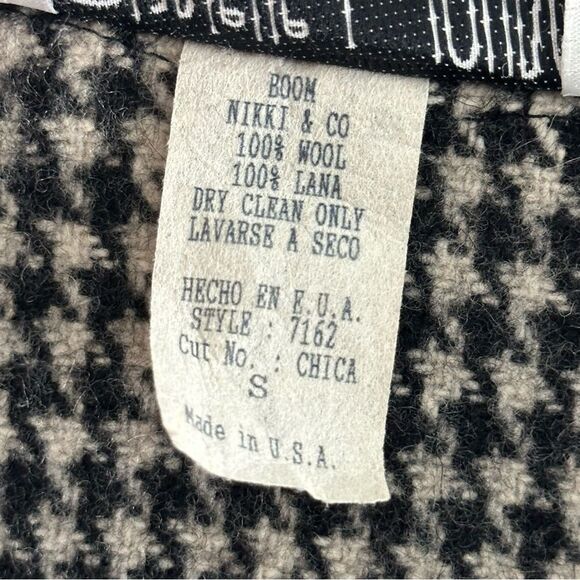 Vintage 100% Wool Blazer Houndstooth Danielle Young Sweater Cardigan Size Small - Picture 5 of 6